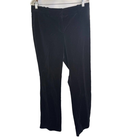 Ann Taylor Black Velvet Pants Straight Legs Stretch Classic Size 10 EUC - Picture 1 of 8